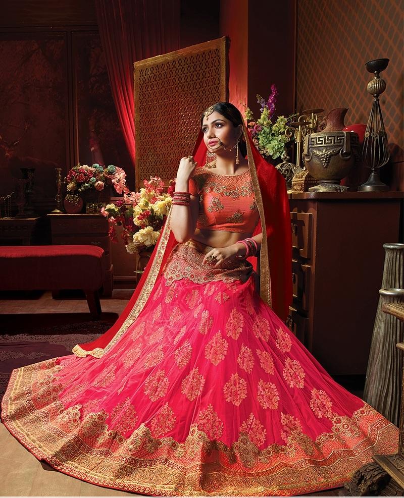Hot Pink Art Silk Lehenga Choli