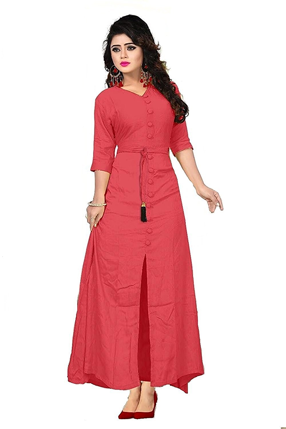 PINK PLAIN RAYON KURTI