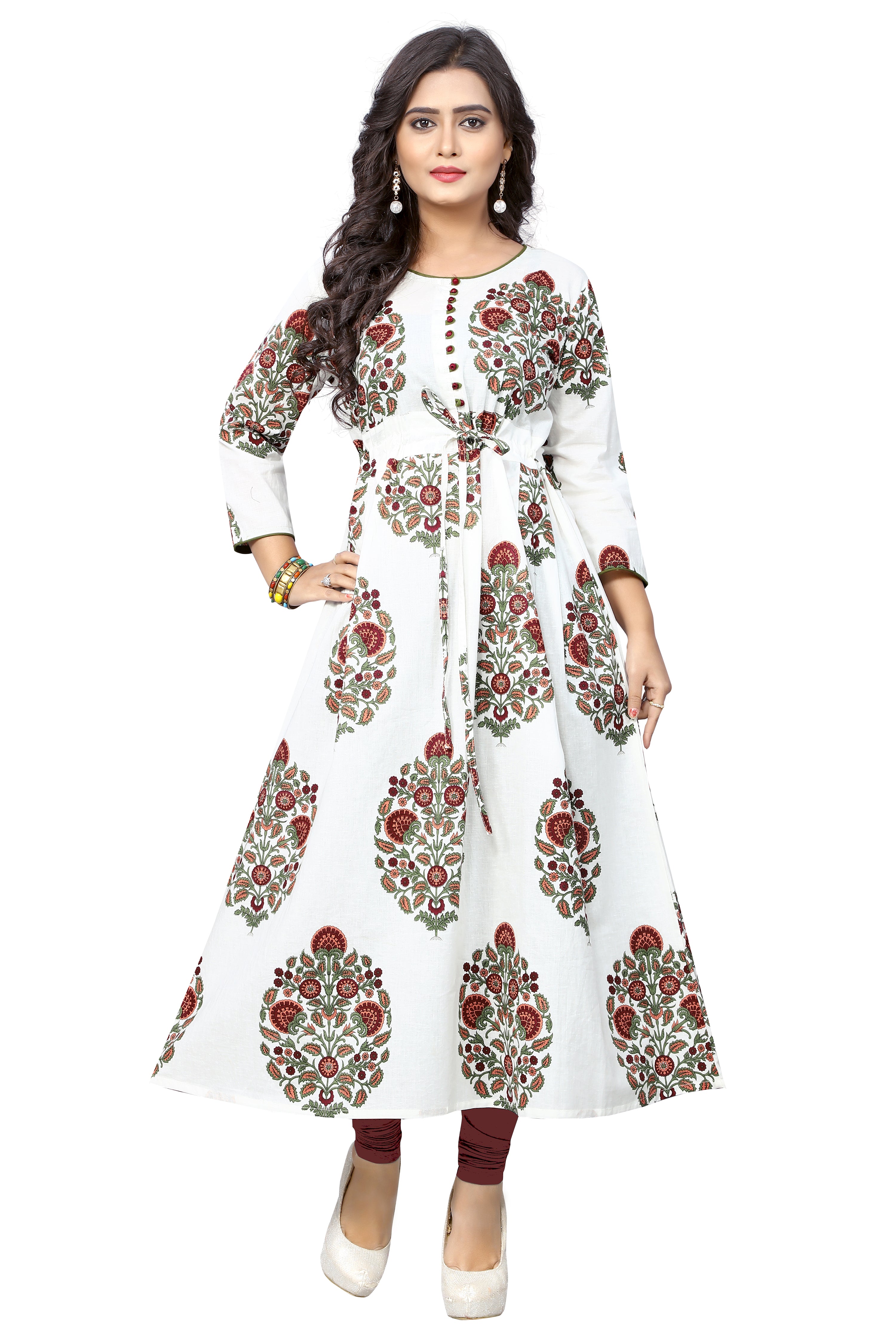 OFF-WHITE PRINTED COTTON KURTI