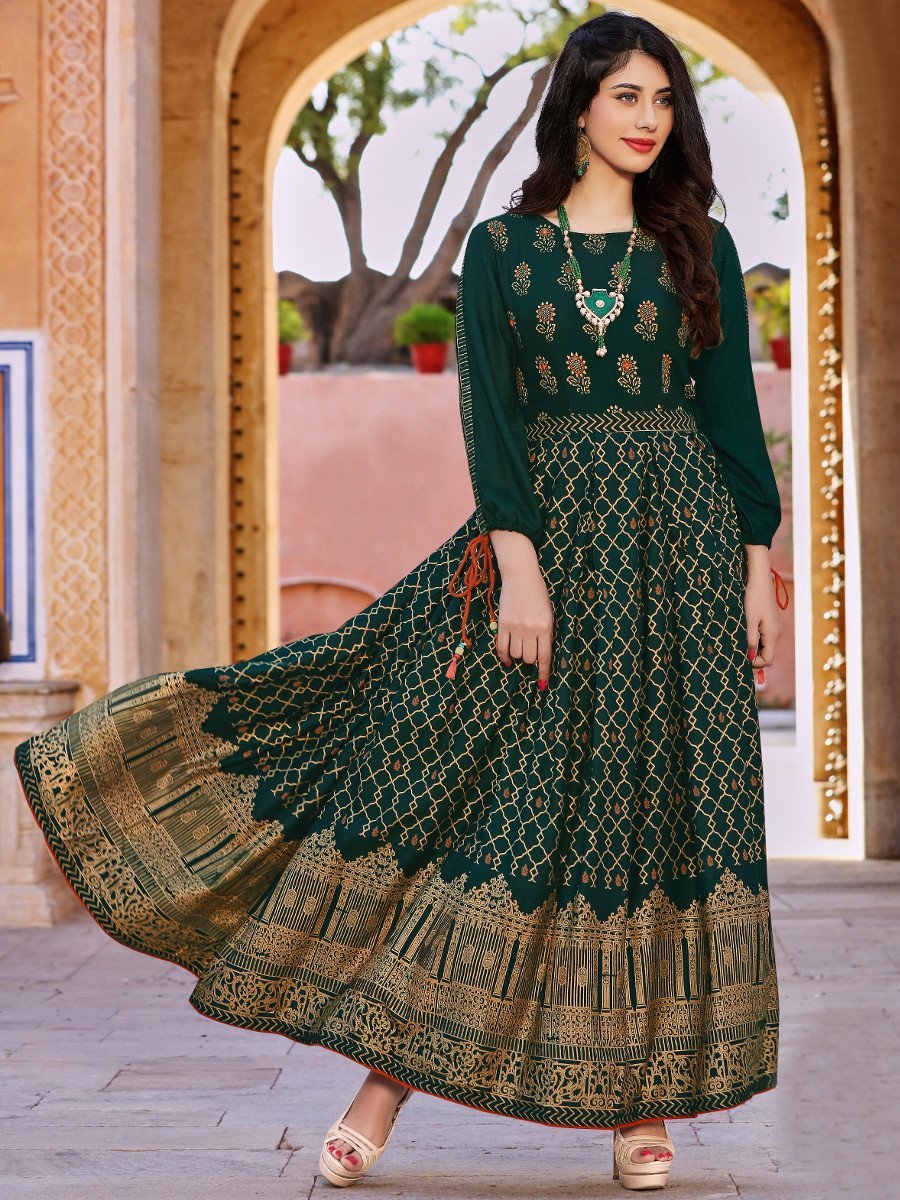 Green Anarkali style Kurti