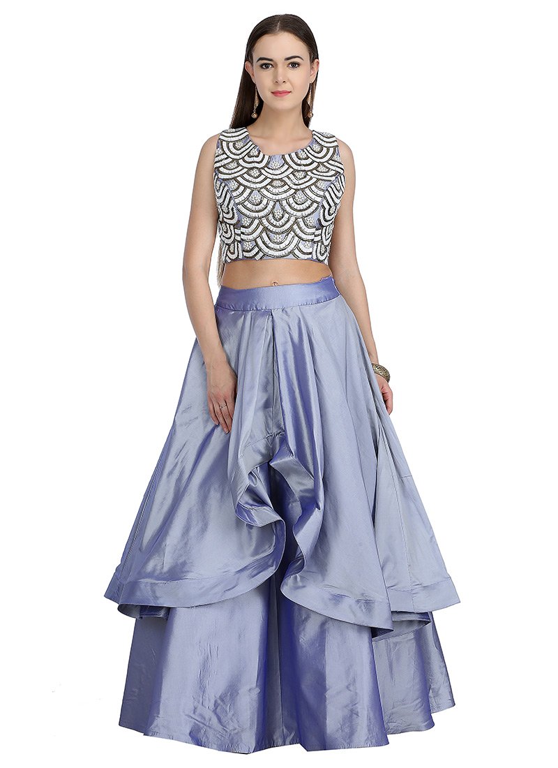 Light Violet Embroidered Skirt Set