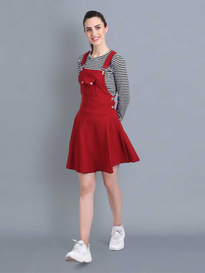 Women Maroon Dungaree