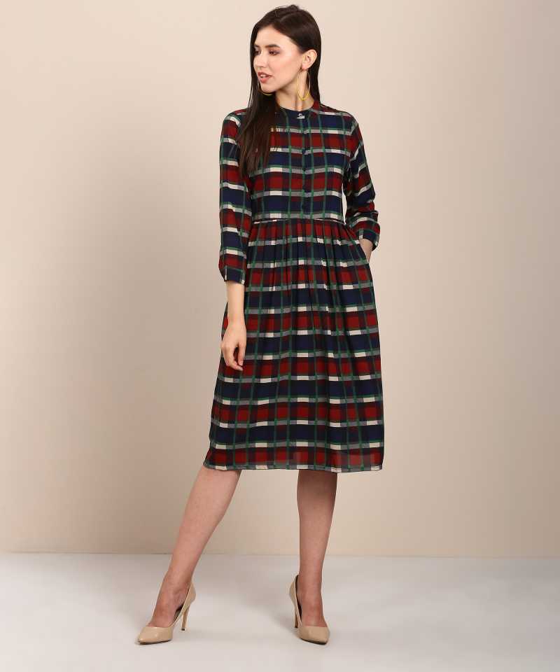 Women Fit and Flare Multicolor Dress