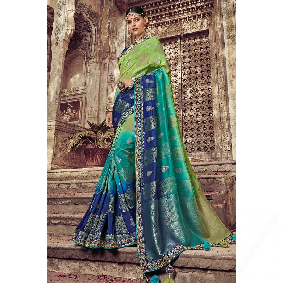 Multi Colour Silk Saree With Banglori Silk Blouse