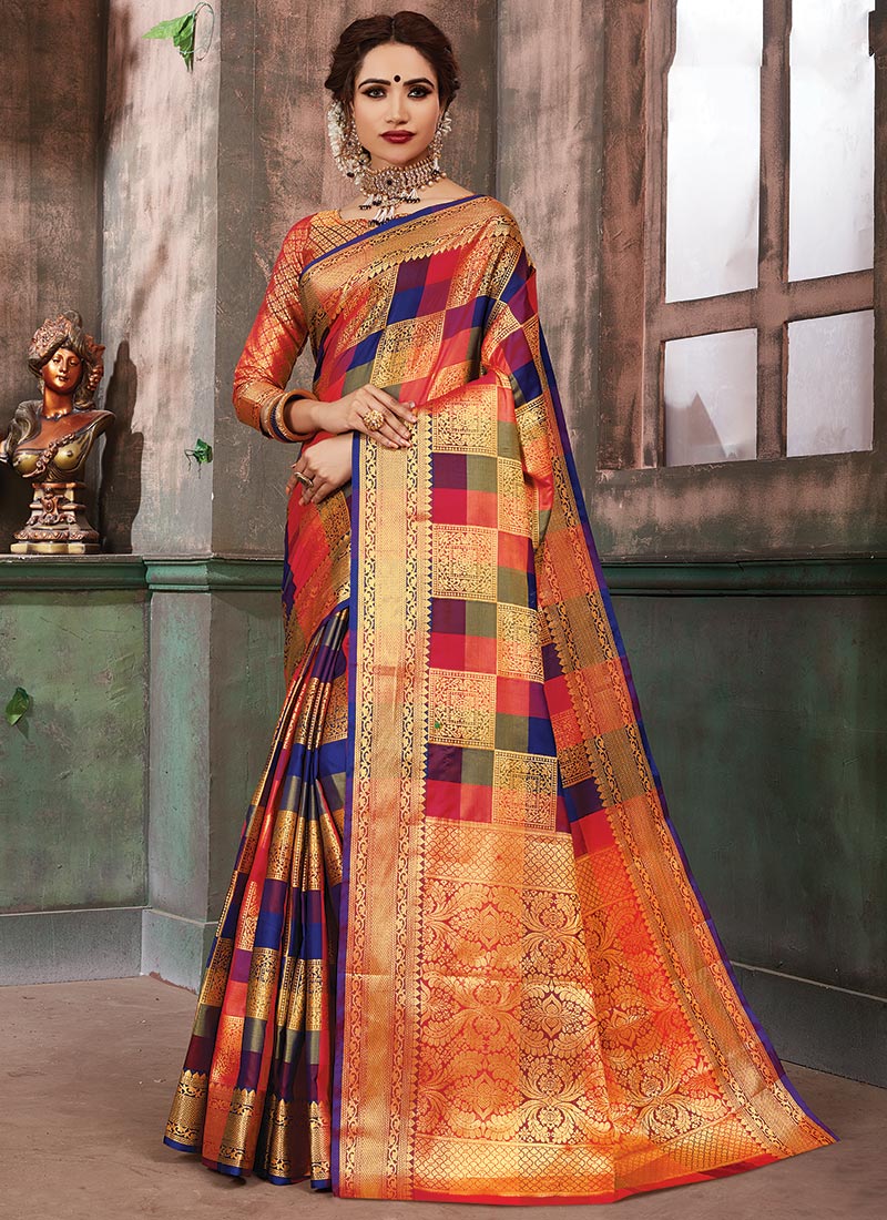 Multicolored Art Silk Benarasi Saree