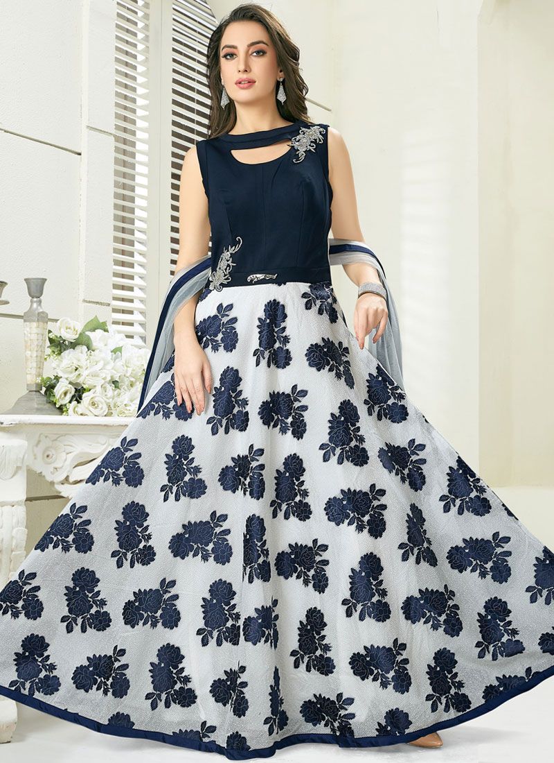 Navy Blue Color Readymade Gown