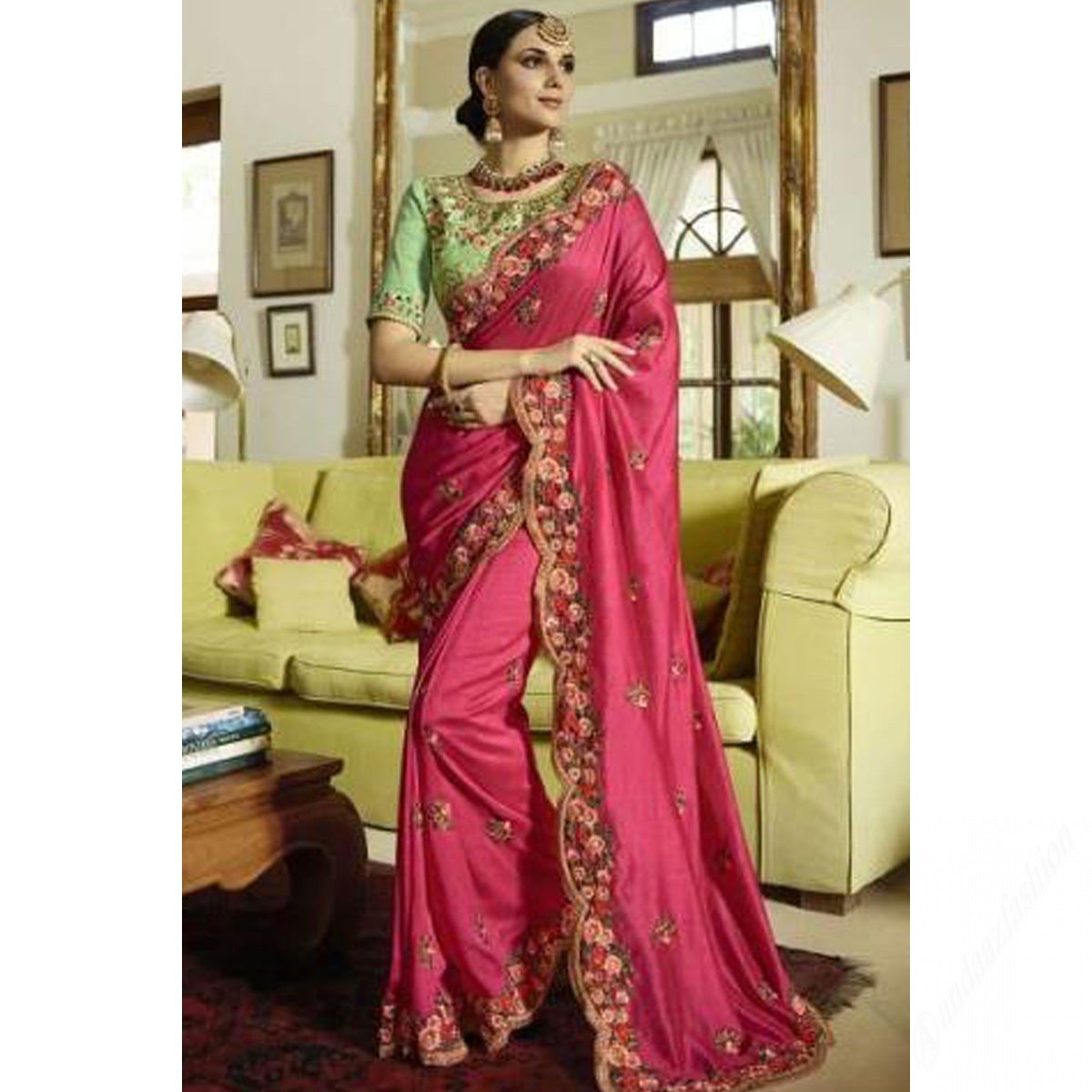 Pink Silk Saree With Silk Blouse