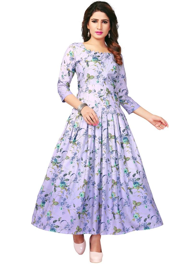 Purple Pure Heavy Rayon Women Latest Wear Kurti Collection