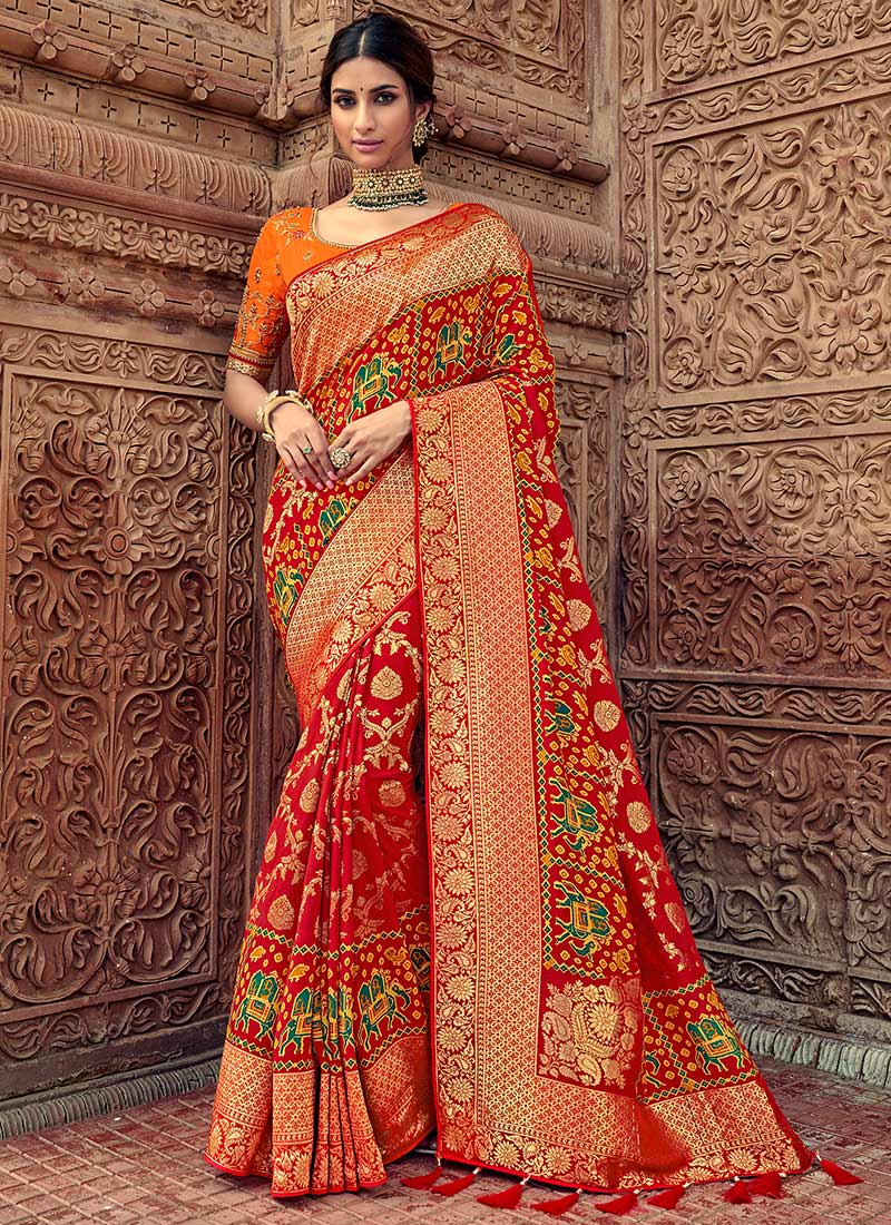 Red Art Silk Benarasi Saree