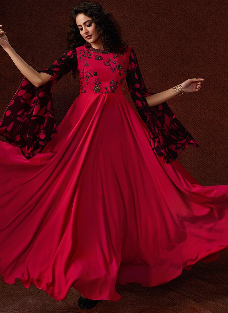 Red Georgette Gown