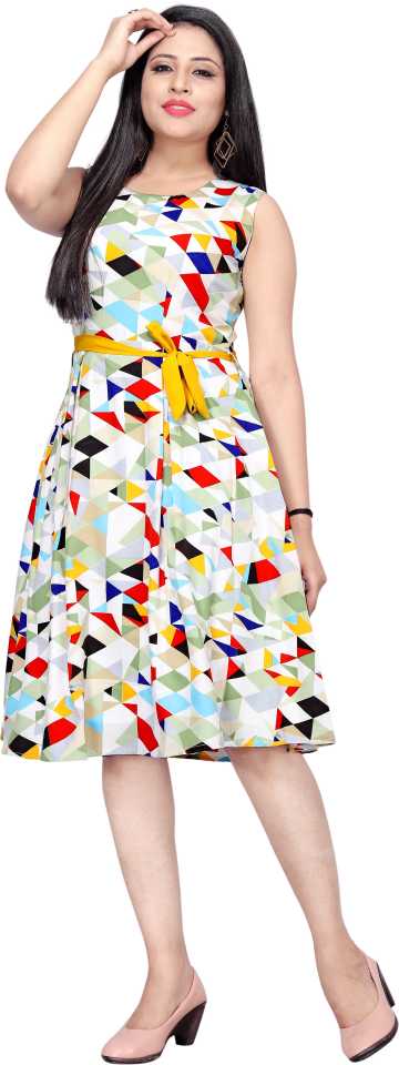 Women A-line Multicolor Dress