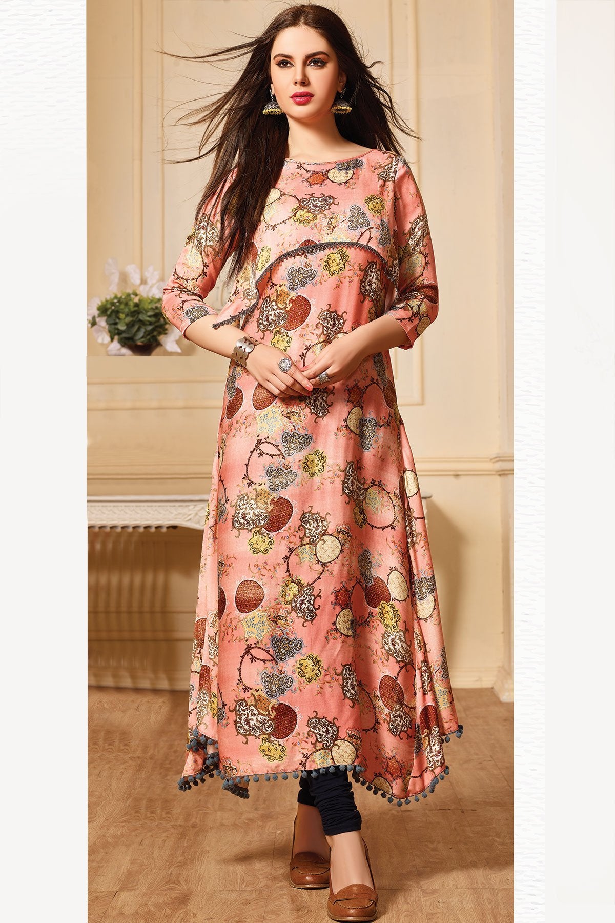 Multicolor Printed Crepe Designer Kurti