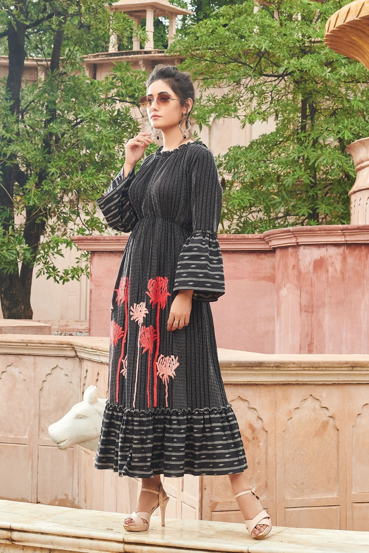 Black Printed Cotton Designer kurti